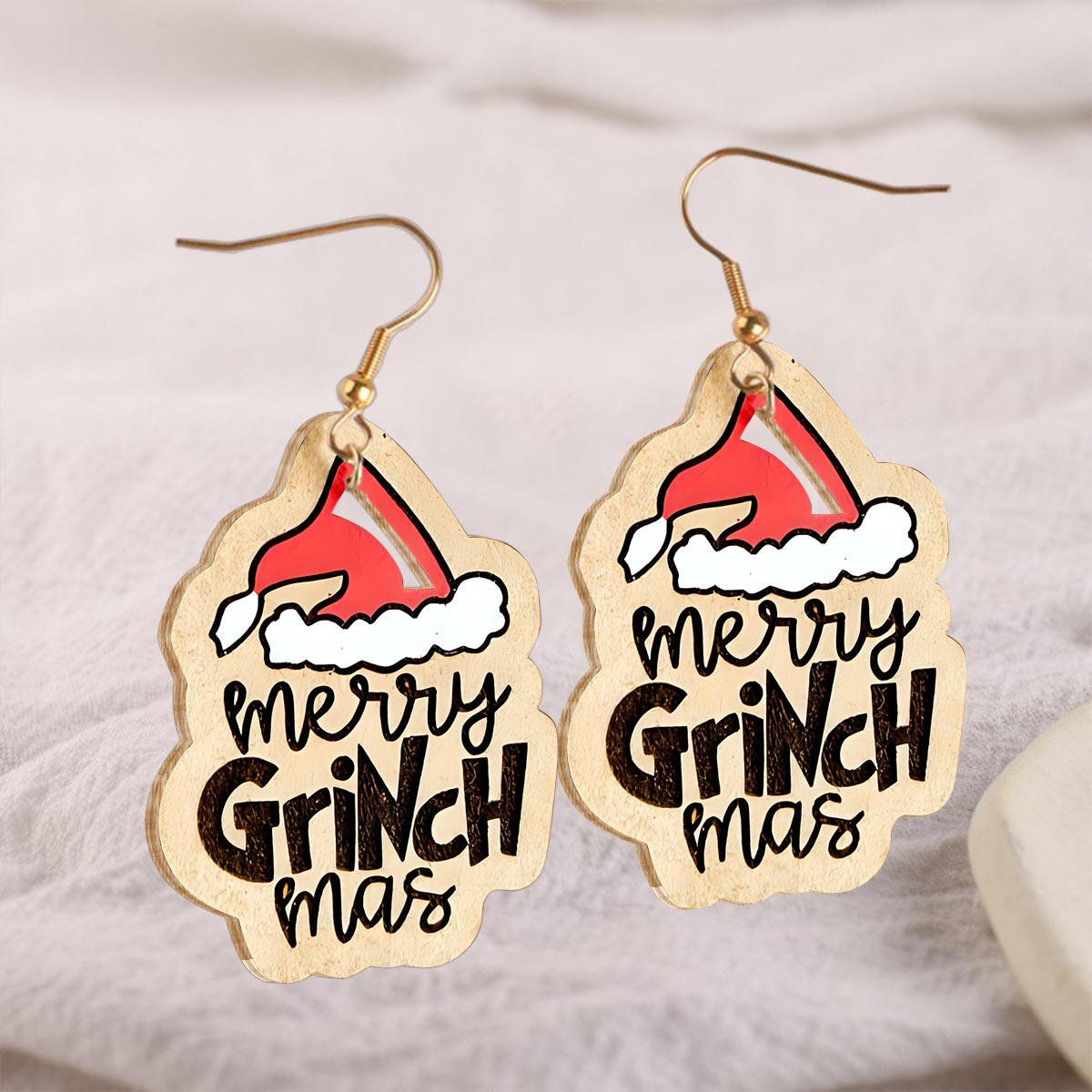 Merry Christmas - Stole Christmas Wooden Earrings