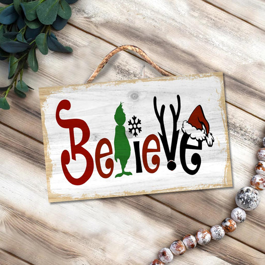 Croire - Panneau rectangulaire en bois « Noël volé »