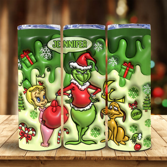 Merry Grinchmas - Personalized Stole Christmas Skinny Tumbler