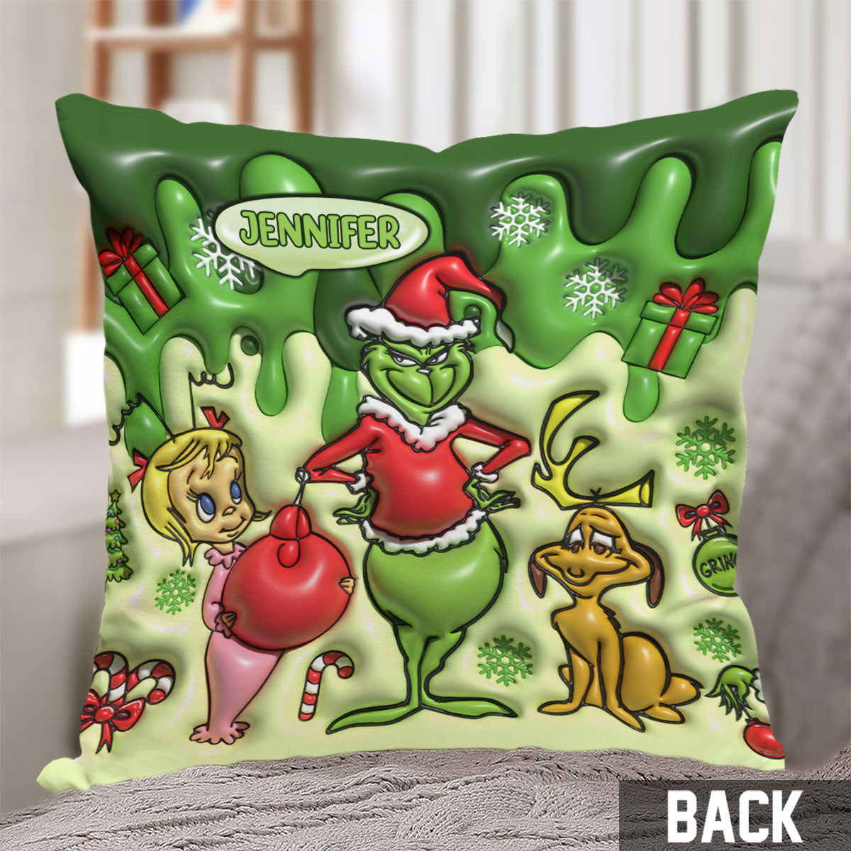 Joyeux Noël - Coussin décoratif personnalisé avec étole de Noël