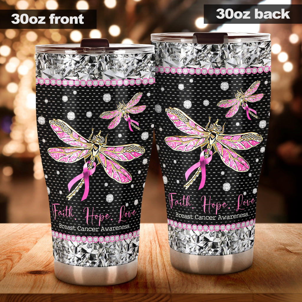 Gobelet Faith Hope Love - Sensibilisation au cancer du sein avec motif strass 0622