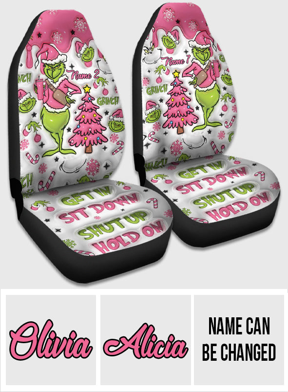 Joyeux Grinchmas - Housses de siège personnalisées avec étole de Noël