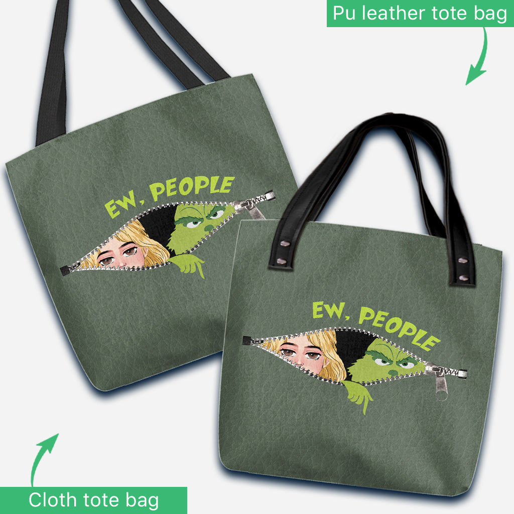 Ew People Green Mischief - Personalized Stole Christmas Tote Bag