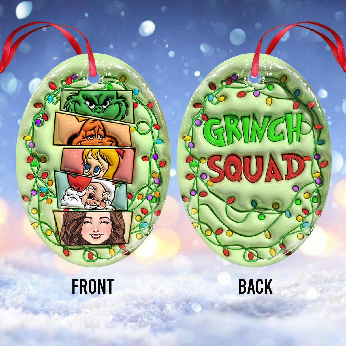 Green Squad - Personalized Stole Christmas Ceramic Oval Ornament