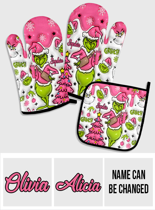 Merry Grinchmas - Personalized Stole Christmas Oven Mitts & Pot Holder Set