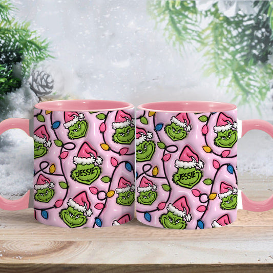 Green & Pink - Personalized Stole Christmas Accent Mug