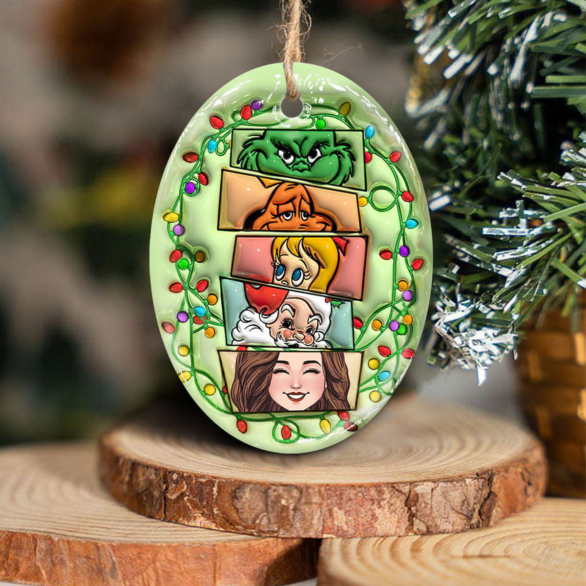 Green Squad - Personalized Stole Christmas Ceramic Oval Ornament