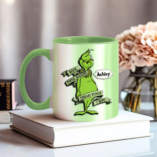 Rock Paper Throat Punch - Personalized Stole Christmas Accent Mug