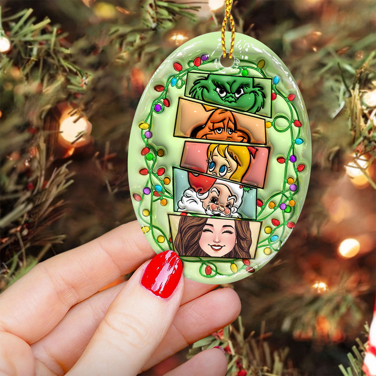Green Squad - Personalized Stole Christmas Ceramic Oval Ornament