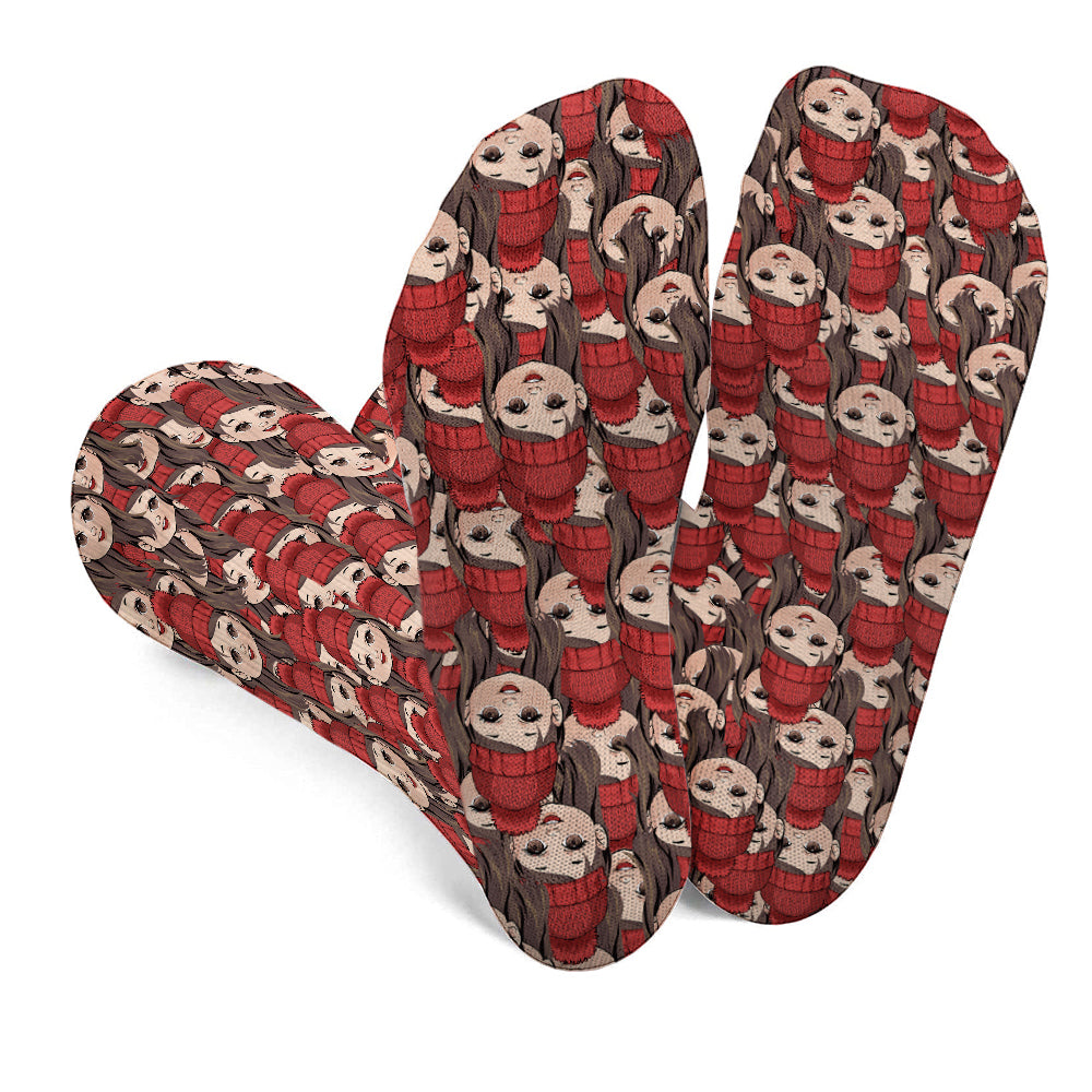 Chaussettes assorties pour toute la famille avec des motifs chibi amusants - Chaussettes personnalisées pour toute la famille
