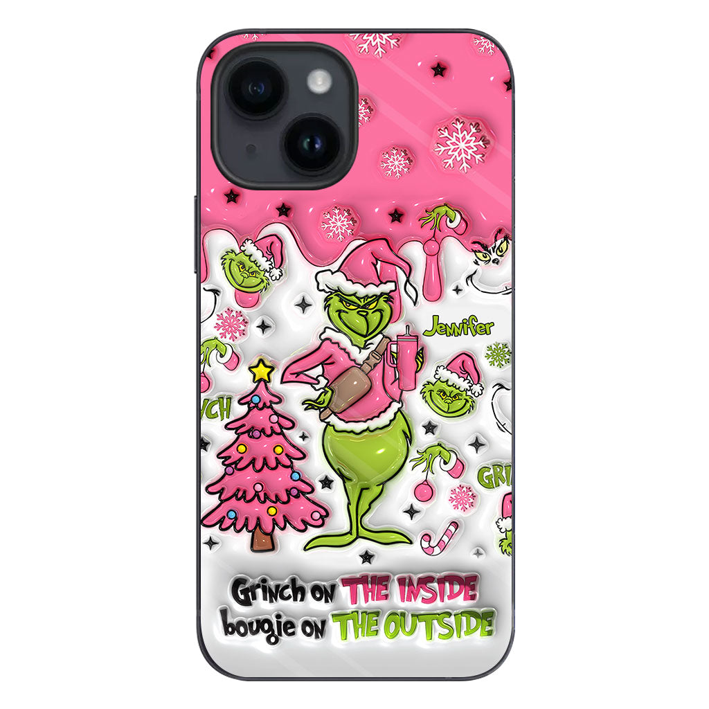 Le Grinch à l'intérieur - Coque de téléphone personnalisée avec étole de Noël