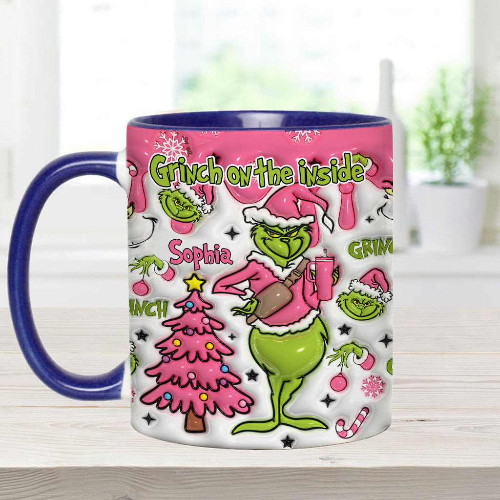 Grincheux à l'intérieur - Mug personnalisé avec étole de Noël