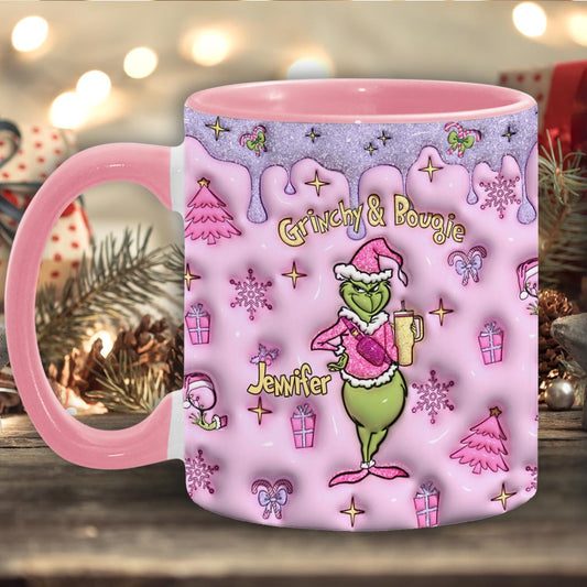 Grinchy &amp; Bougie - Mug personnalisé avec étole de Noël