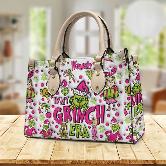 In My Pink Area - Personalized Stole Christmas Leather Handbag