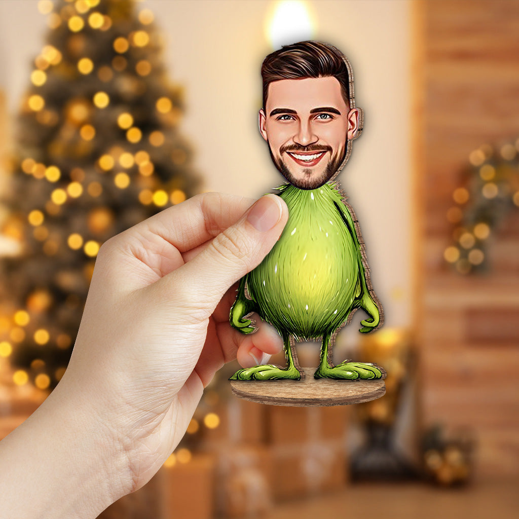 Joyeux Grinchmas - Étole de Noël personnalisée en bois à poser