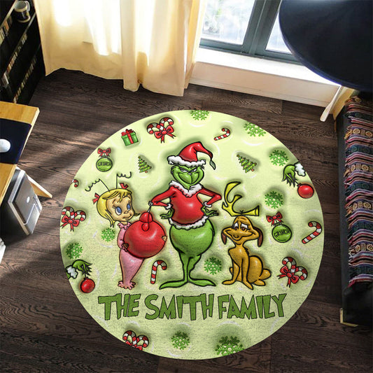 Green Mischief - Tapis rond de Noël personnalisé avec étole