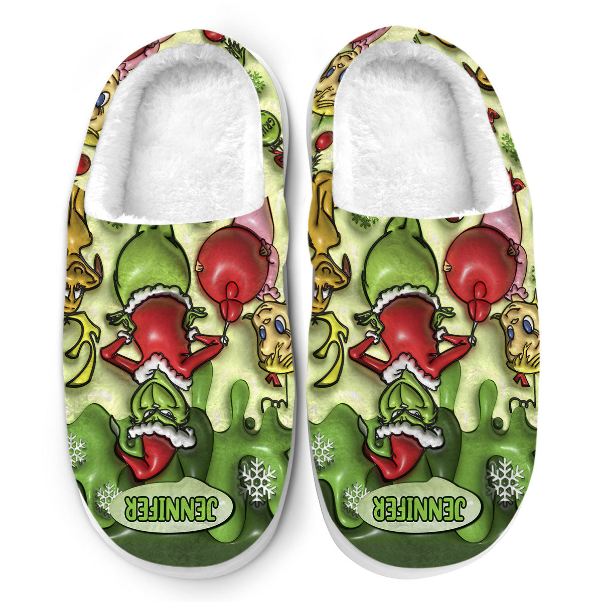 Joyeux Grinchmas - Étole de Noël personnalisée - Pantoufles de Noël