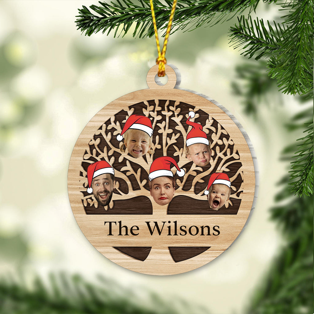 Sapin de Noël personnalisé avec nom de famille - Décoration de Noël multicolore