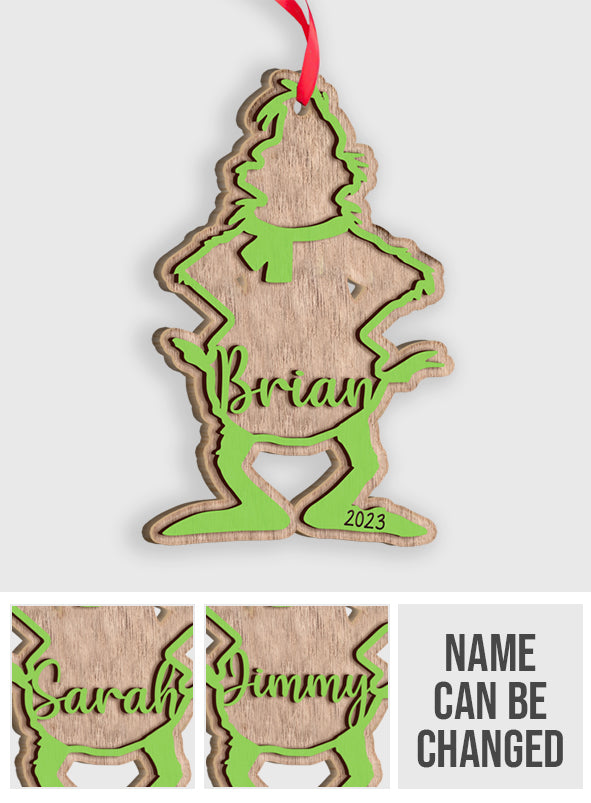 Merry Grinchmas - Personalized Stole Christmas 2 Layered Piece Ornament