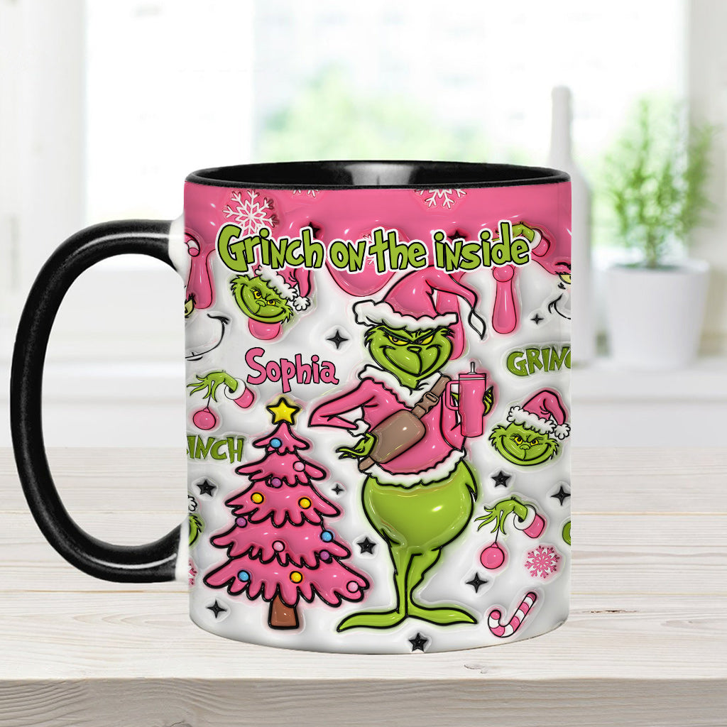 Grincheux à l'intérieur - Mug personnalisé avec étole de Noël