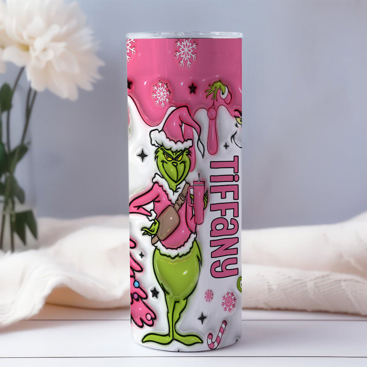 Merry Grinchmas - Personalized Stole Christmas Skinny Tumbler