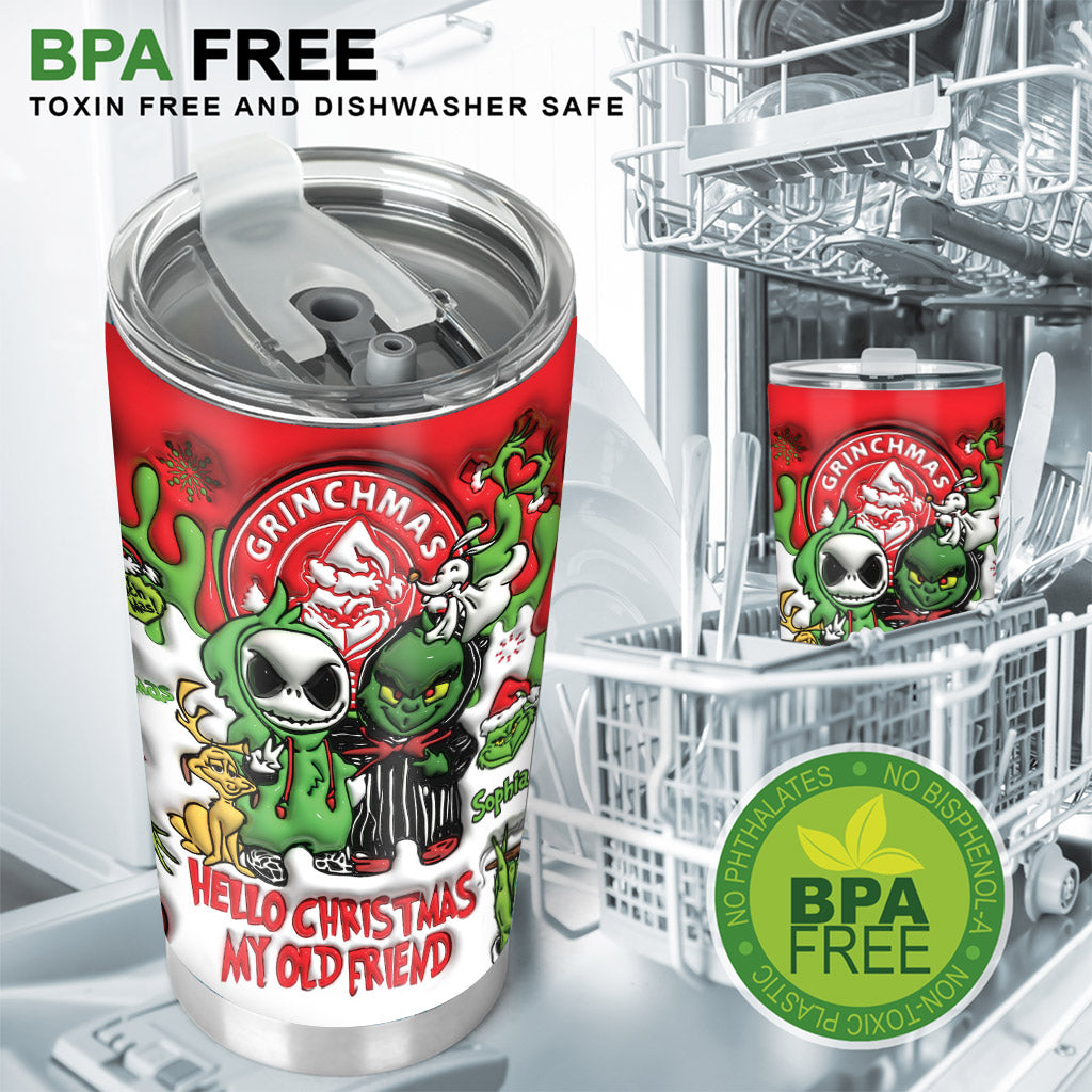 Bonjour Noël mon vieil ami - Gobelet de Noël personnalisé avec étole