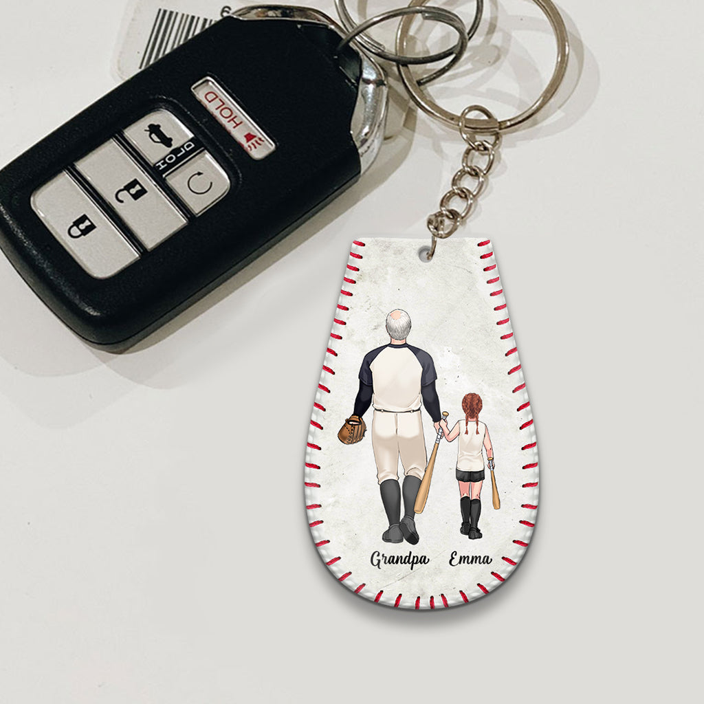 #1 Papa de baseball - Cadeau de baseball pour papa ou grand-père - Porte-clés personnalisé