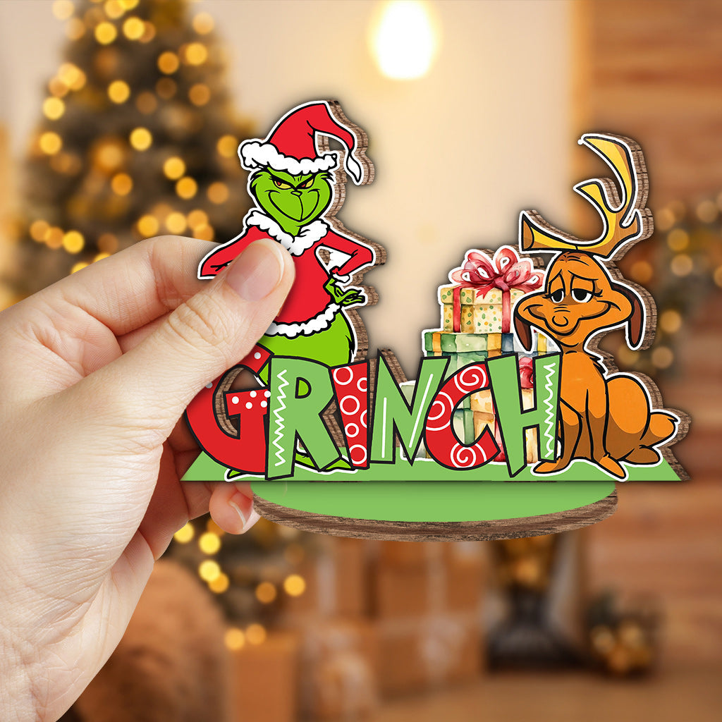 Un très joyeux Noël - Plaque en bois autoportante « Feuille de Noël »