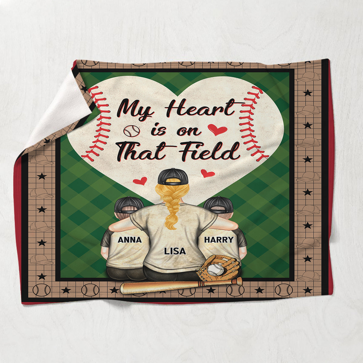 Mon cœur est sur ce terrain - Couverture de baseball personnalisée