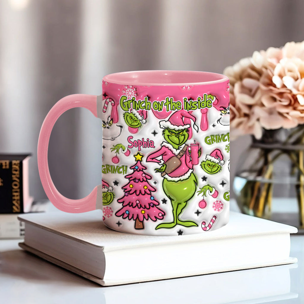 Grincheux à l'intérieur - Mug personnalisé avec étole de Noël