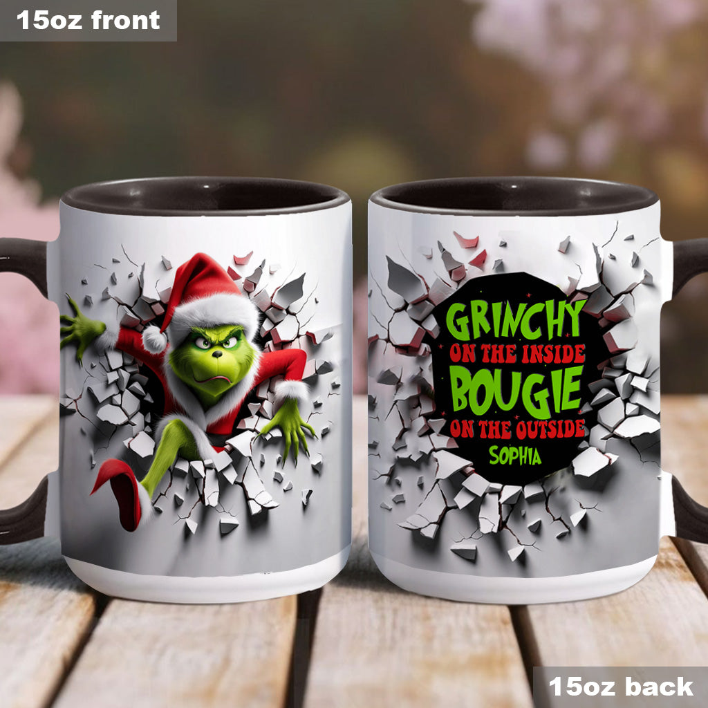 Grincheux à l'intérieur - Mug personnalisé avec étole de Noël