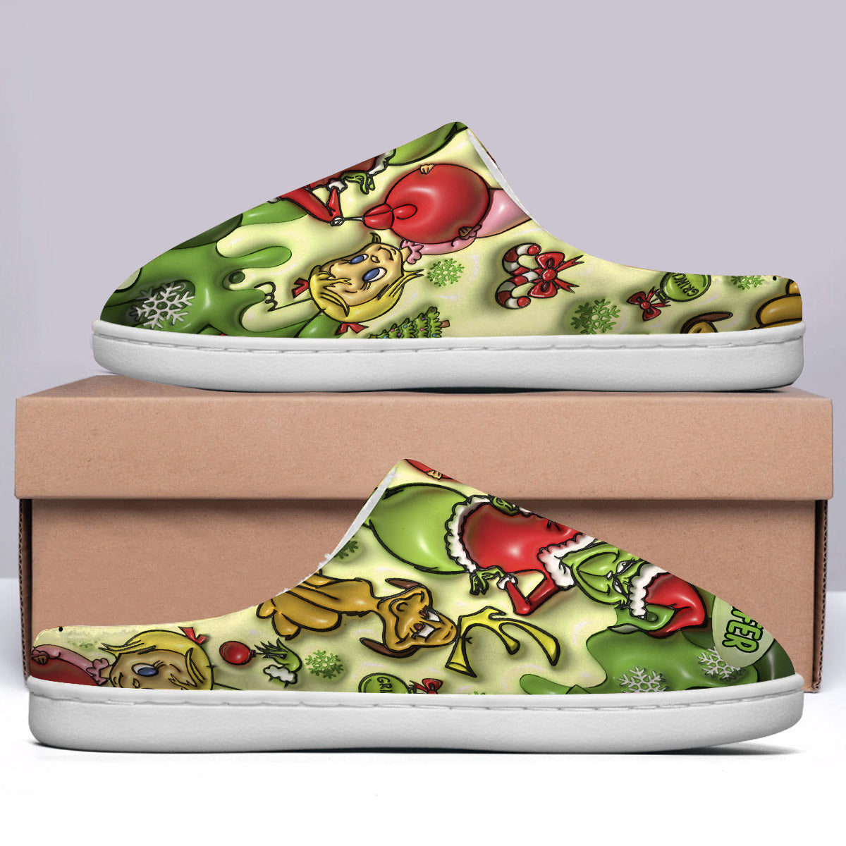 Joyeux Grinchmas - Étole de Noël personnalisée - Pantoufles de Noël