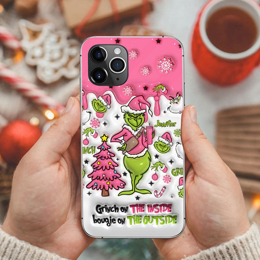 Le Grinch à l'intérieur - Coque de téléphone personnalisée avec étole de Noël