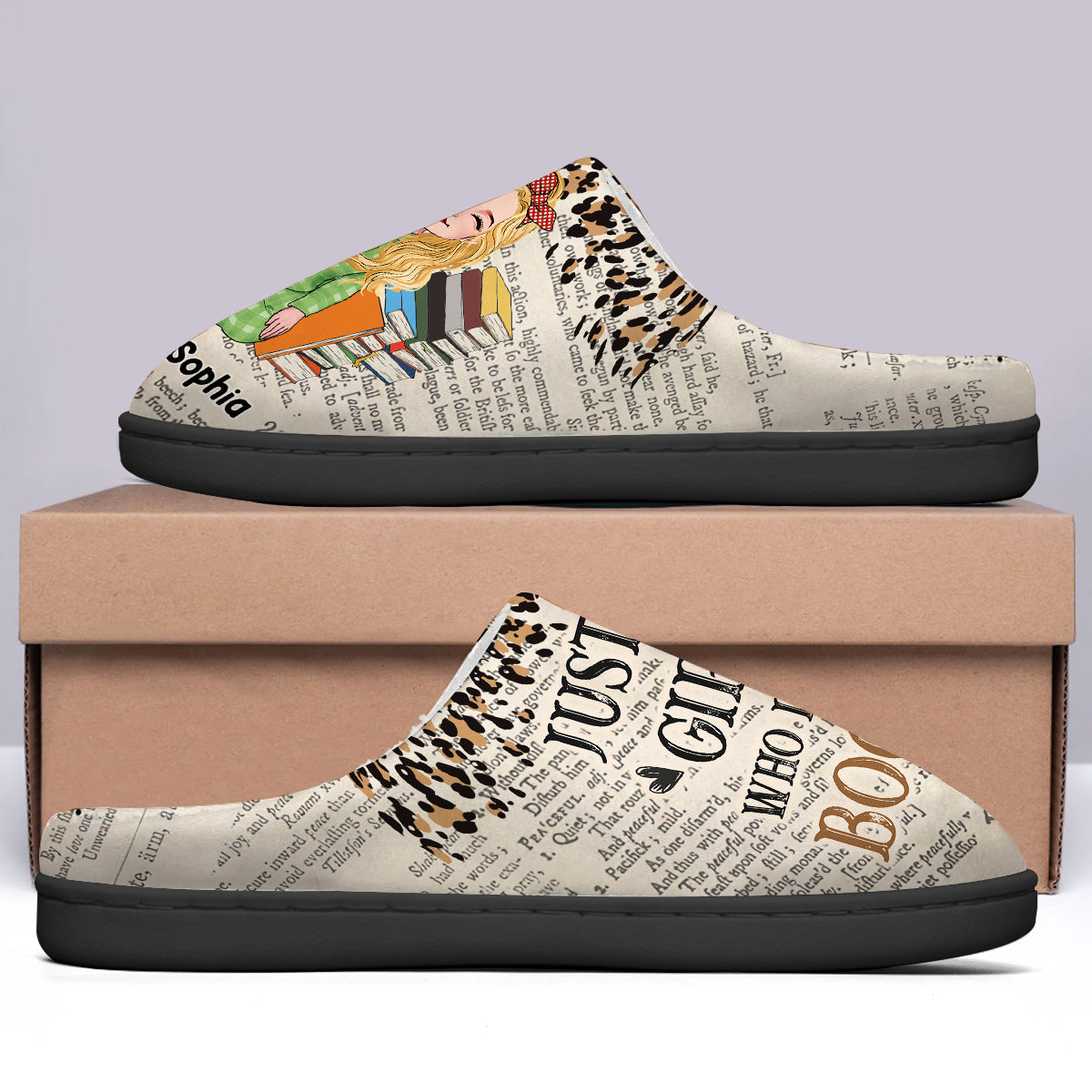 Un chapitre de plus - Pantoufles personnalisées en forme de livre