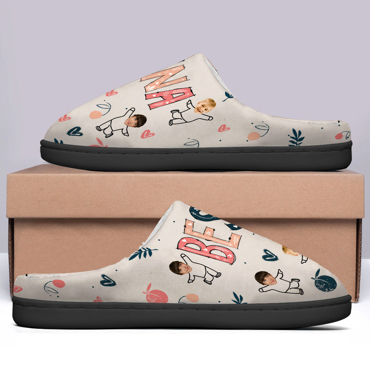 Meilleure grand-mère/mamie/mère/maman - Pantoufles personnalisées pour grand-mère