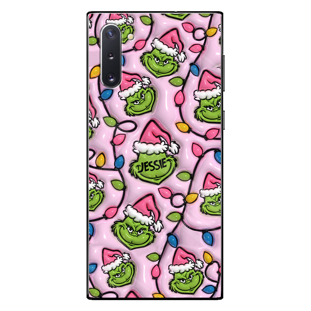 Étui de téléphone personnalisé vert et rose - motif étole de Noël