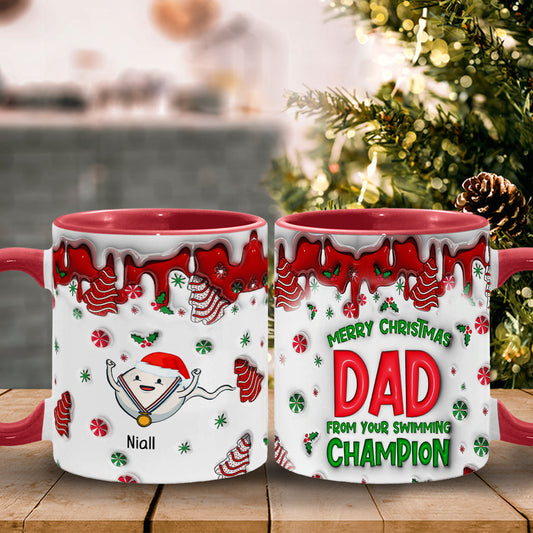 Joyeux Noël papa de la part de ton champion de natation - Mug personnalisé pour papa