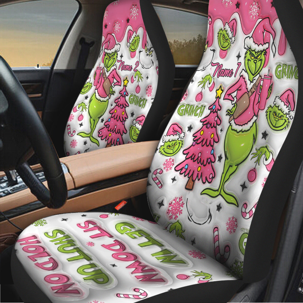 Joyeux Grinchmas - Housses de siège personnalisées avec étole de Noël