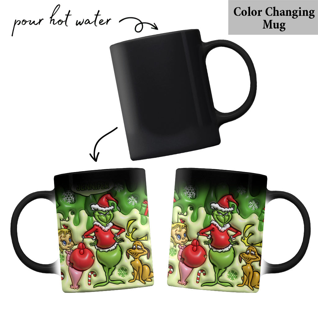 Joyeux Grinchmas - Mug de Noël personnalisé avec étole