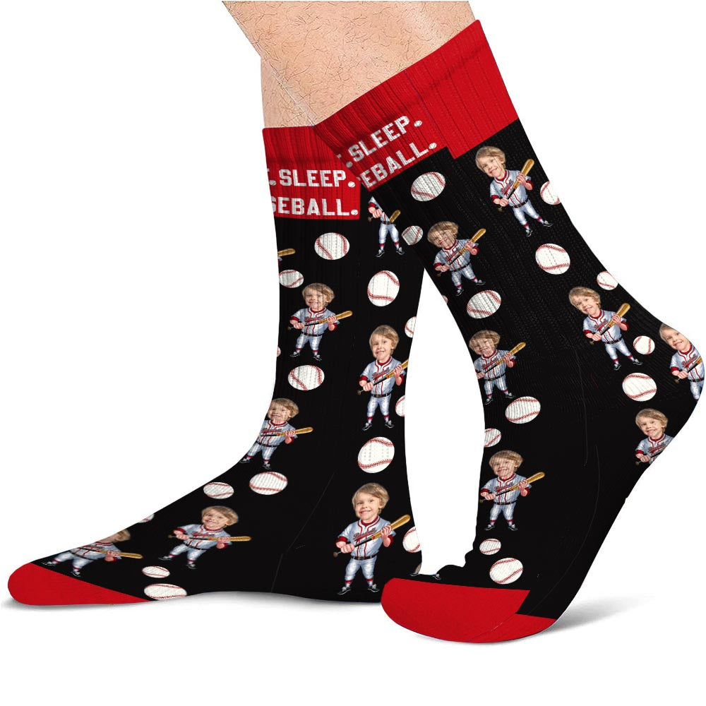 Manger, dormir, baseball - Chaussettes de baseball personnalisées