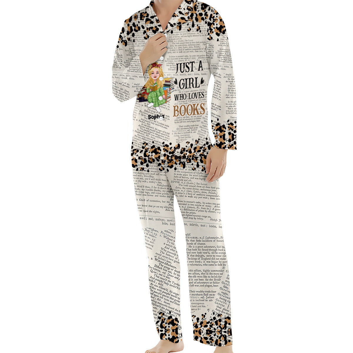 Un chapitre de plus - Pyjama à boutons personnalisé avec un livre
