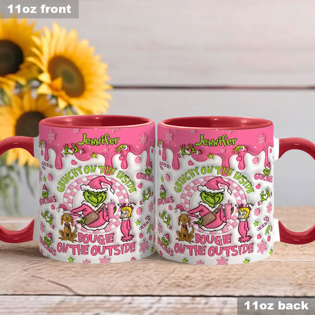 Grincheux à l'intérieur - Mug personnalisé avec étole de Noël