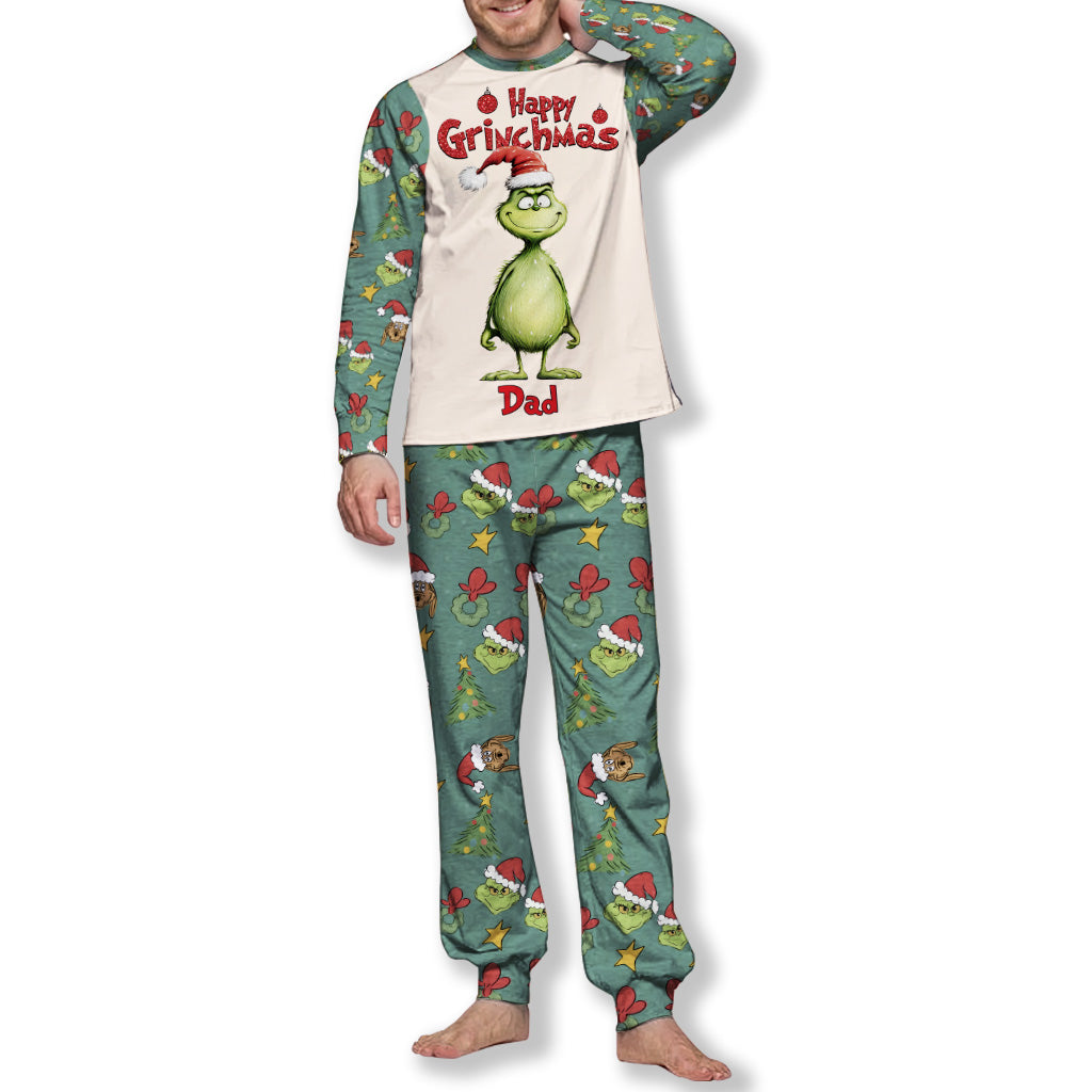 Joyeux Grinchmas - Ensemble pyjama de Noël personnalisé avec étole
