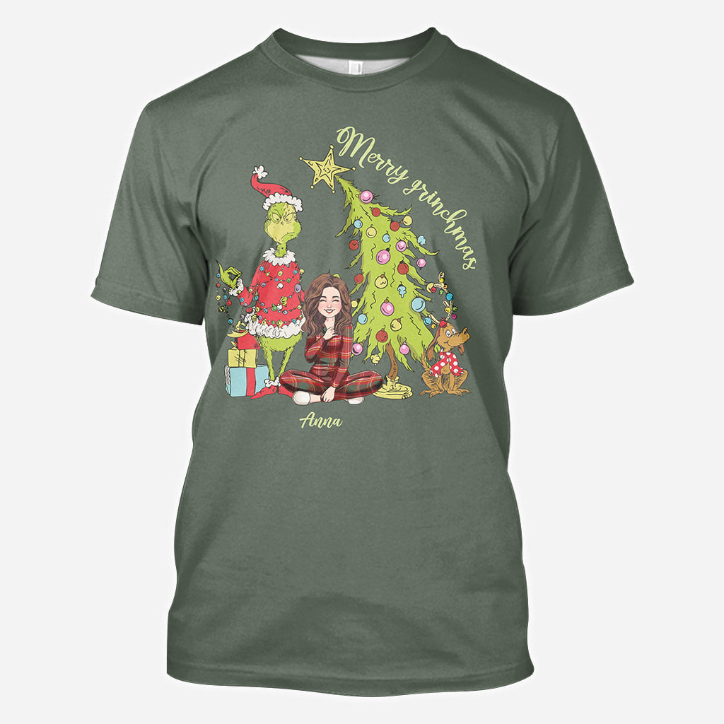 Joyeux Noël Green Mischief - T-shirt personnalisé « Étole de Noël »
