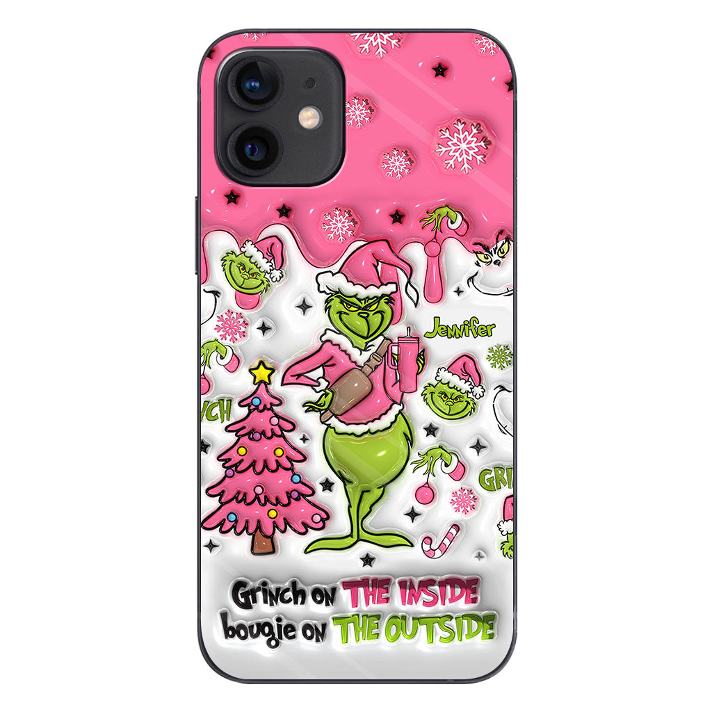 Le Grinch à l'intérieur - Coque de téléphone personnalisée avec étole de Noël