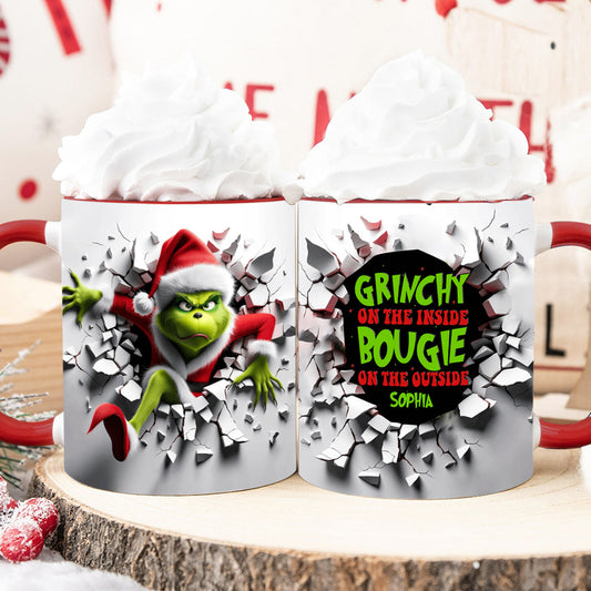 Grincheux à l'intérieur - Mug personnalisé avec étole de Noël