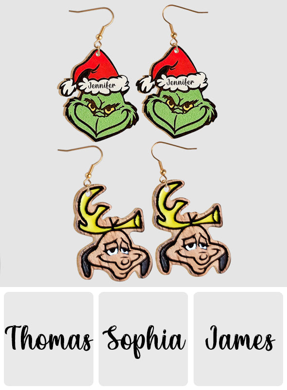 Joyeux Noël - Boucles d'oreilles étole de Noël personnalisées en bois