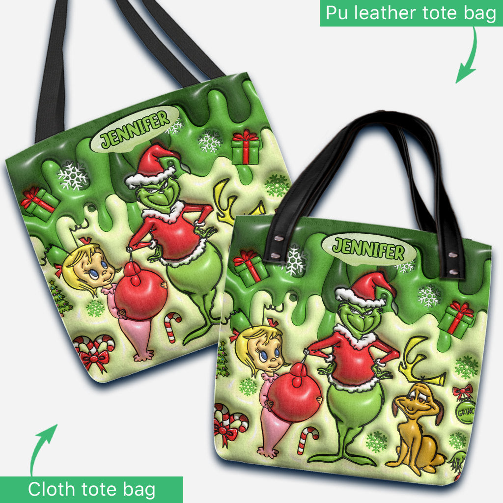 Merry Grinchmas - Personalized Stole Christmas Tote Bag