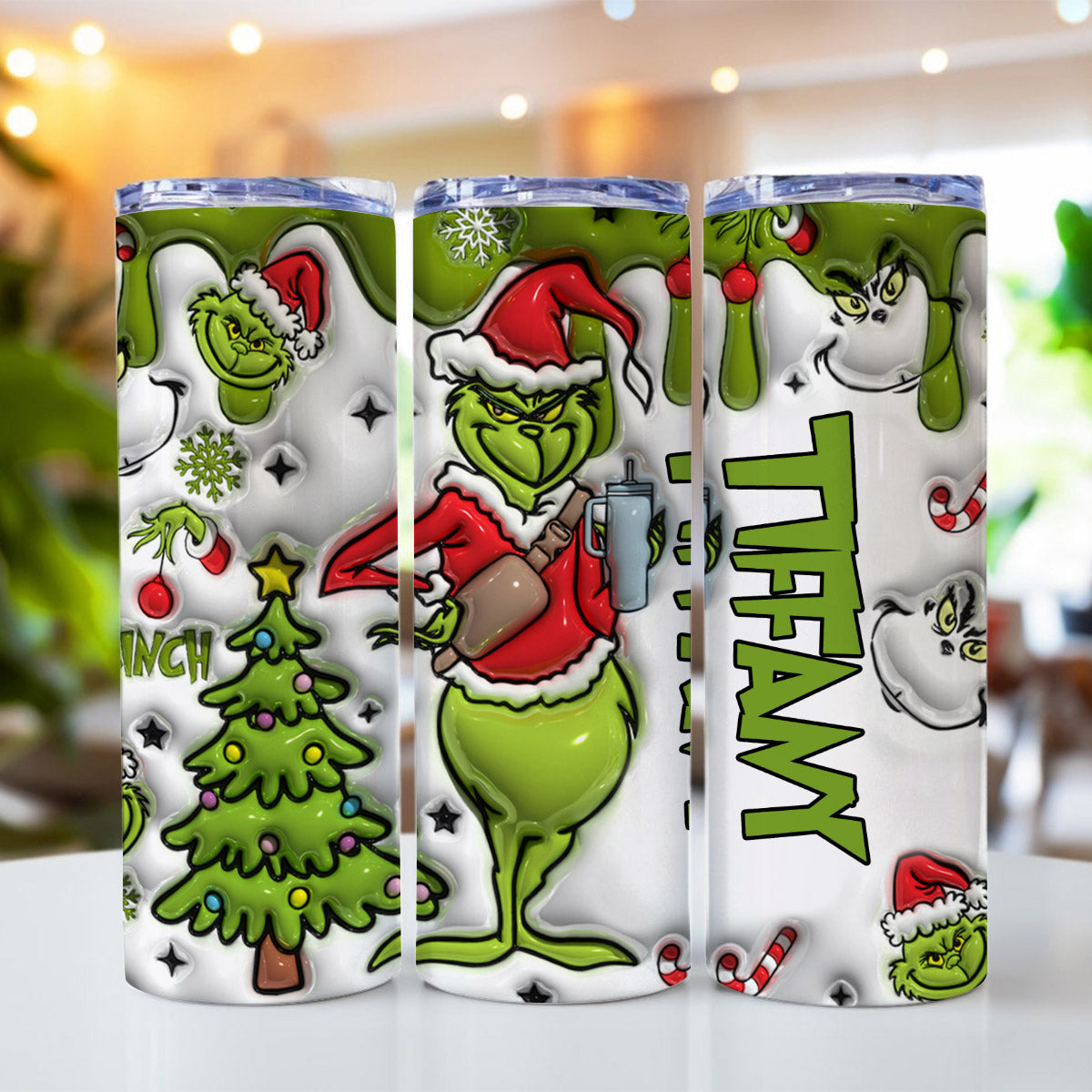 Merry Grinchmas - Personalized Stole Christmas Skinny Tumbler