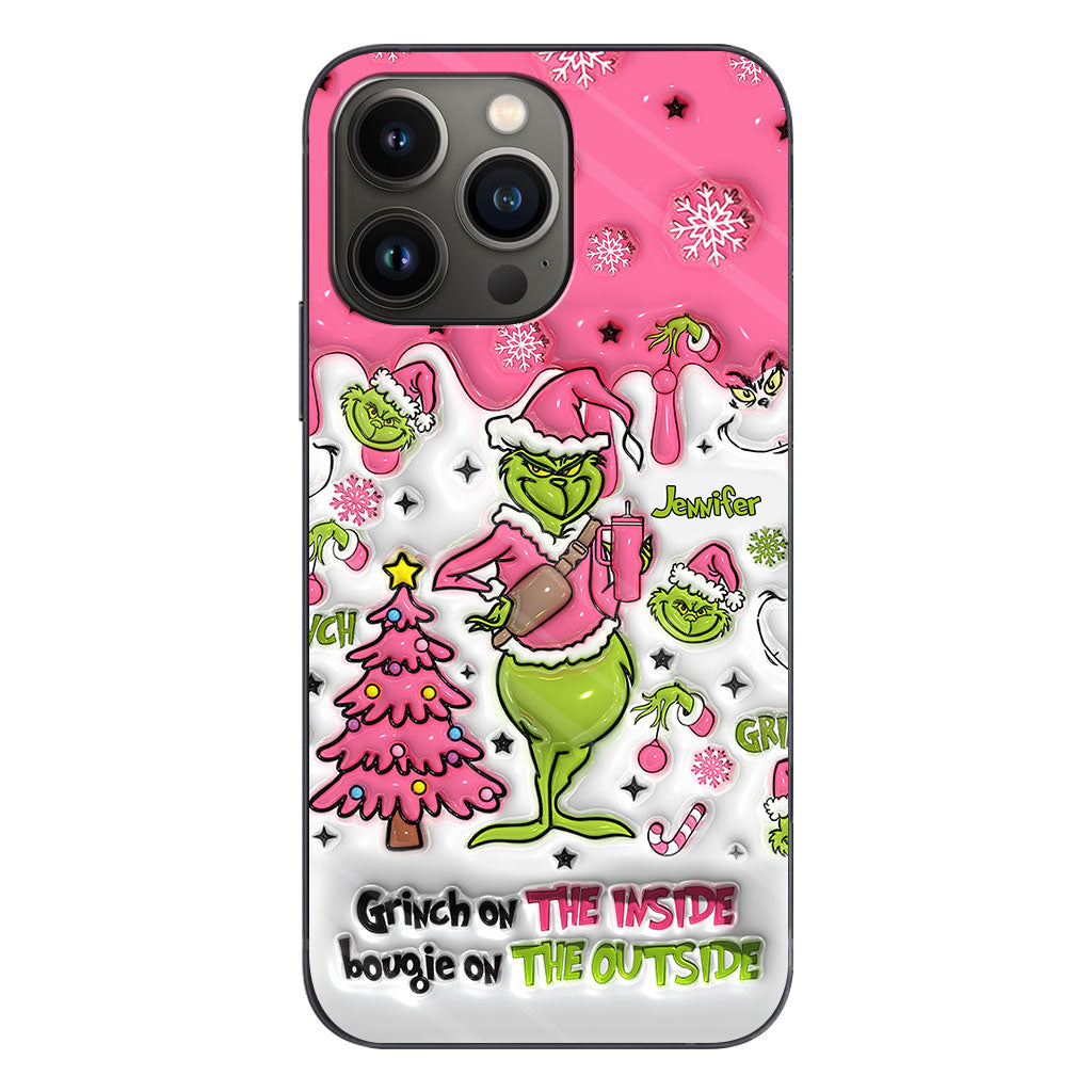 Le Grinch à l'intérieur - Coque de téléphone personnalisée avec étole de Noël